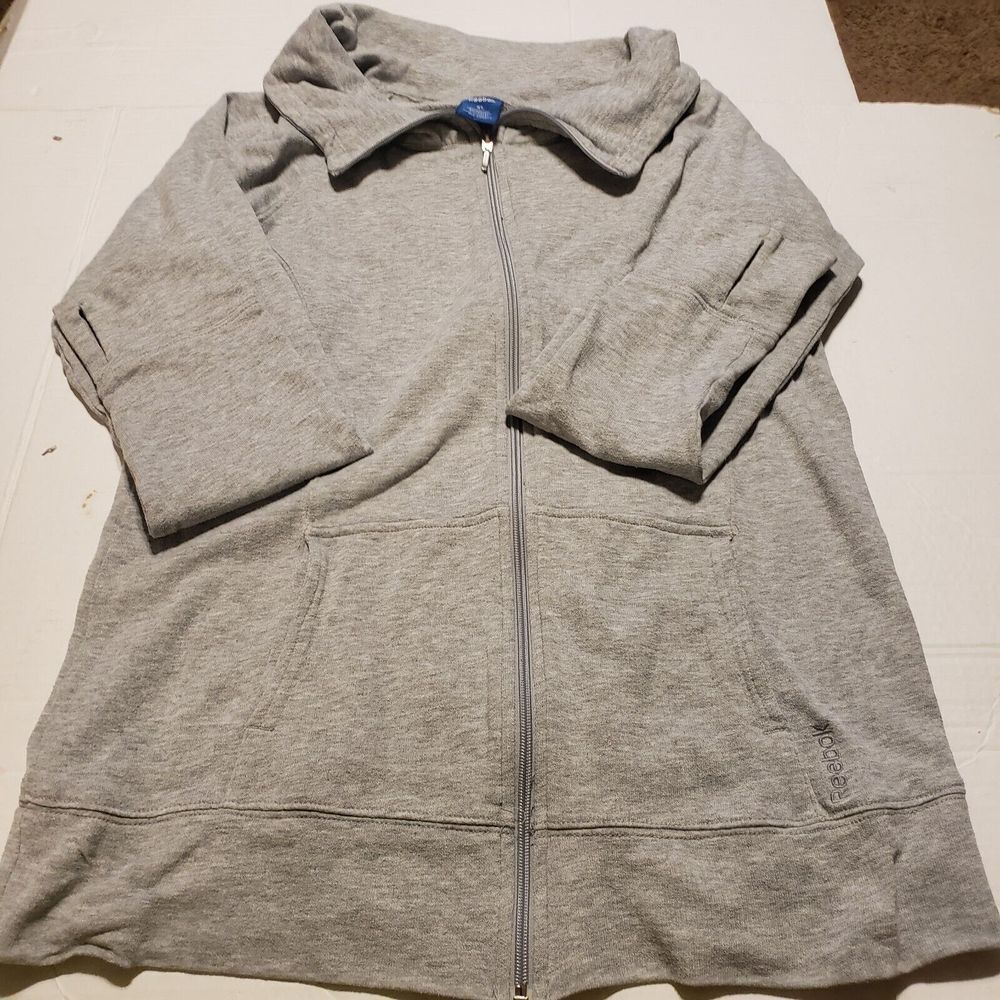 Reebok Womens Gray Fleece‎ Long Sleeve Full Zip Turtle Neck Jacket Size XL Thumb